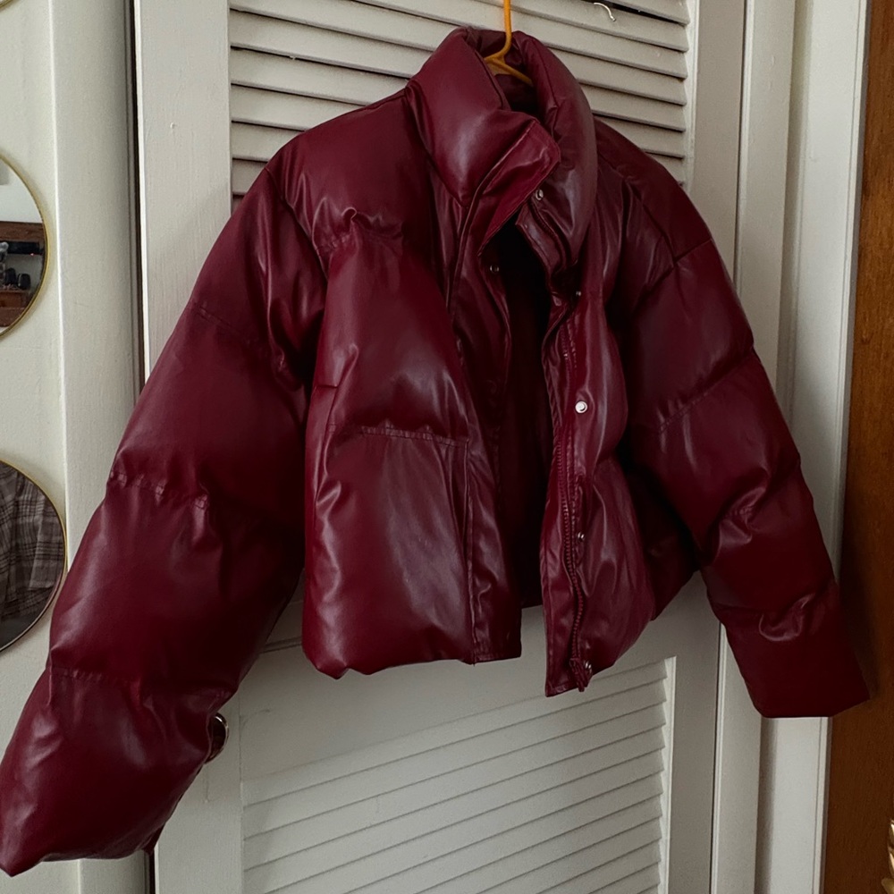 Women's Burgundy Puffer Jacket